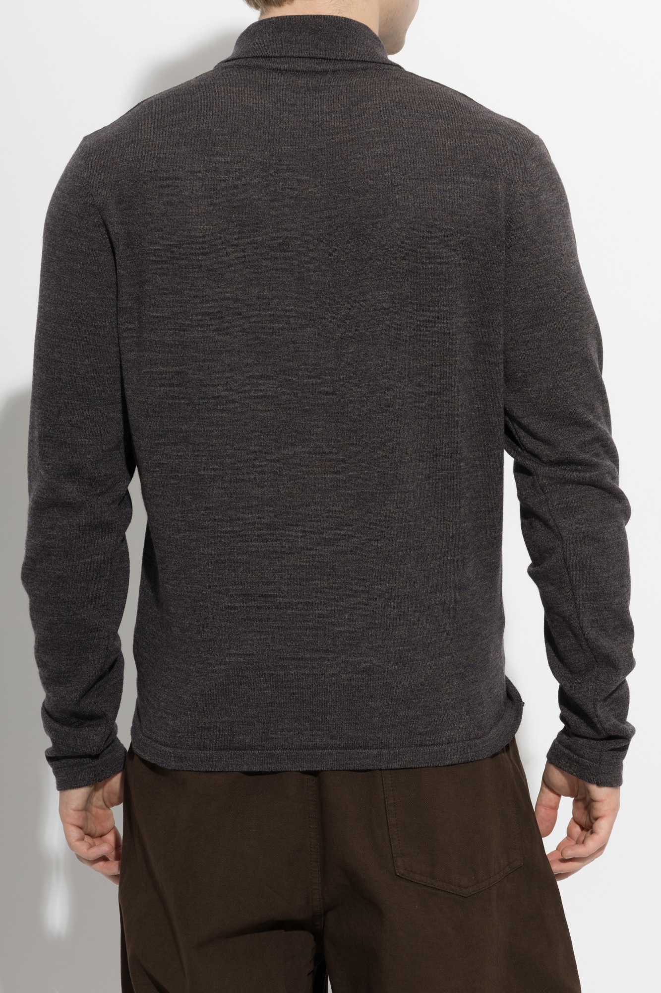 Brown Wool polo shirt with long sleeves Lemaire - Vitkac France